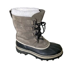 SOREL Women’s Caribou Waterproof Winter Snow Boot Grey Black 8